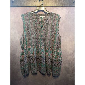 Rose and olive tank top. 3x